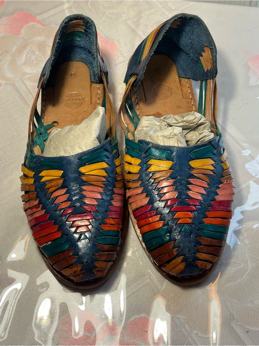 Handwoven Multicolor Leather Huarache Sandals - Women